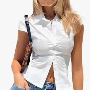 Women's White Button-Up Top